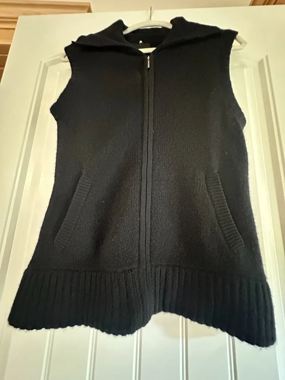 Cynthia Rowley Black 100% Cashmere Zip Front Sleeveless Cardigan S